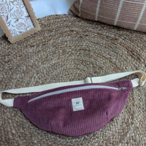 Sac banane en velours framboise