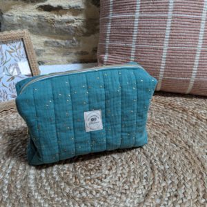 Trousse de toilette à pois eucalyptus