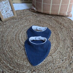 Bavoir bébé - nid d'abeille bleu marine