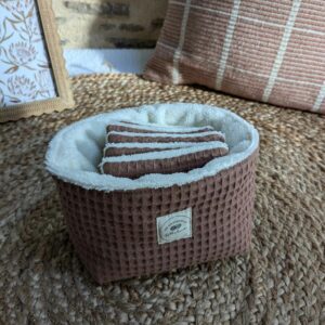 Panier nid d'abeille châtaigne + 5 lingettes
